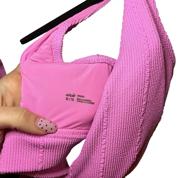 aerie Women’s Rib Pink Bikini Top - Picture 3 of 3